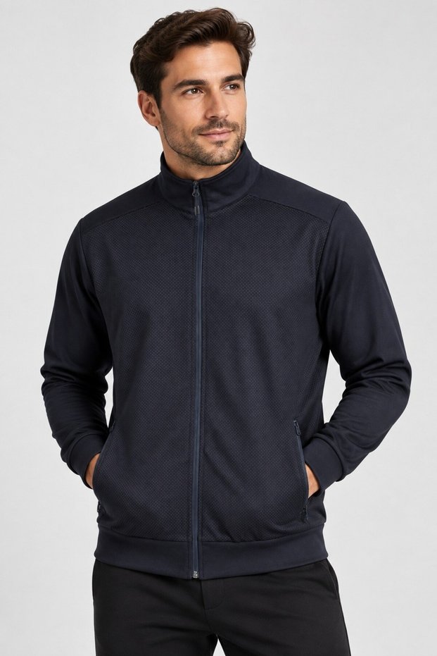 Unc0330 Zippered Tracksuit Jacket with Two Threads