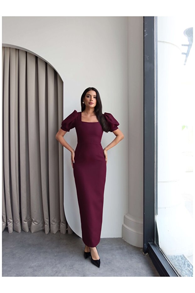 Balloon Sleeve Square Neck Dress