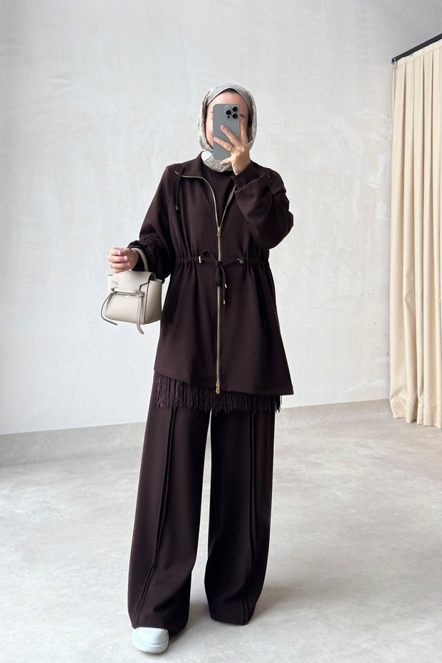 Asymmetrical Cut Triple Set - Brown