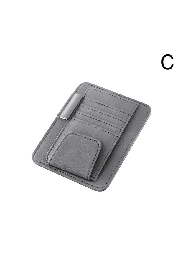 GRAY Car Sun Visor Organizer Multi-Pocket Business Card Storage Management Sunglasses Holder Visor A