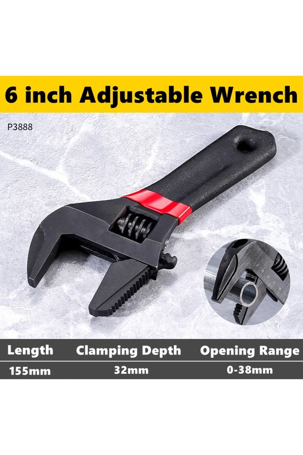 6 inch 1 Pcs 6/8” Short Handle Adjustable Wrench Oversized Open Bathroom Wrench Mini Small Board Lar