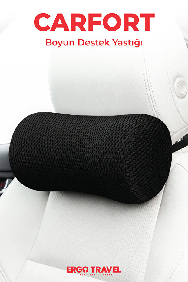 Carfort Small Visco Car Neck Pillow – Orthopedic Car Seat Neck Support - Car Pillow - Black | Ergo Travel