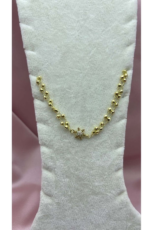 Snowflake Figured and Ball-Shaped Steel Anklet26Hal44