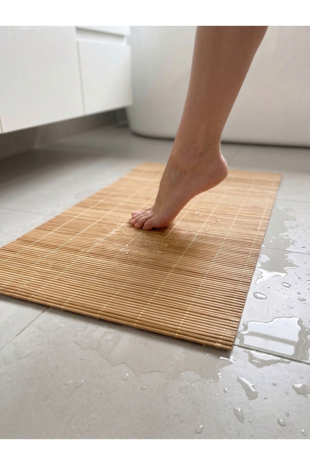 Natural Bamboo Multi-Purpose Bath Mat - Water Resistant, Non-Slip Wooden Mat, Placemat (40X70 cm)