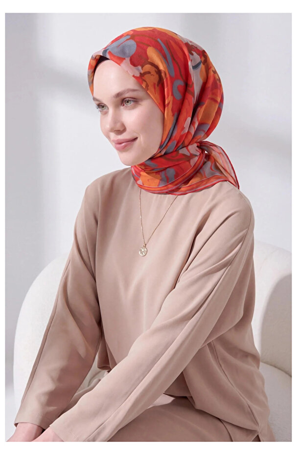 Soft Scarf Painterly Floral Red