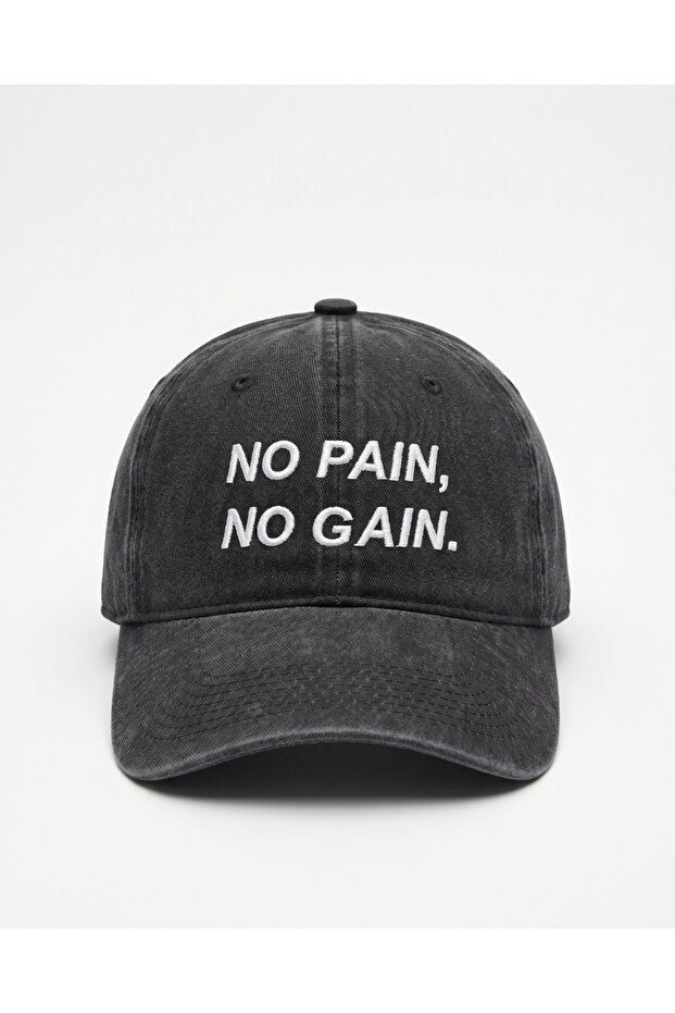No Pain No Gain Embroidered Printed Washable Cotton Hat Cap / "No Pain No Gain" Meaningful Embroidered Hat