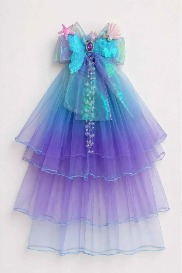 Fringed Girl's Hair Clip with Lilac Mermaid Figure