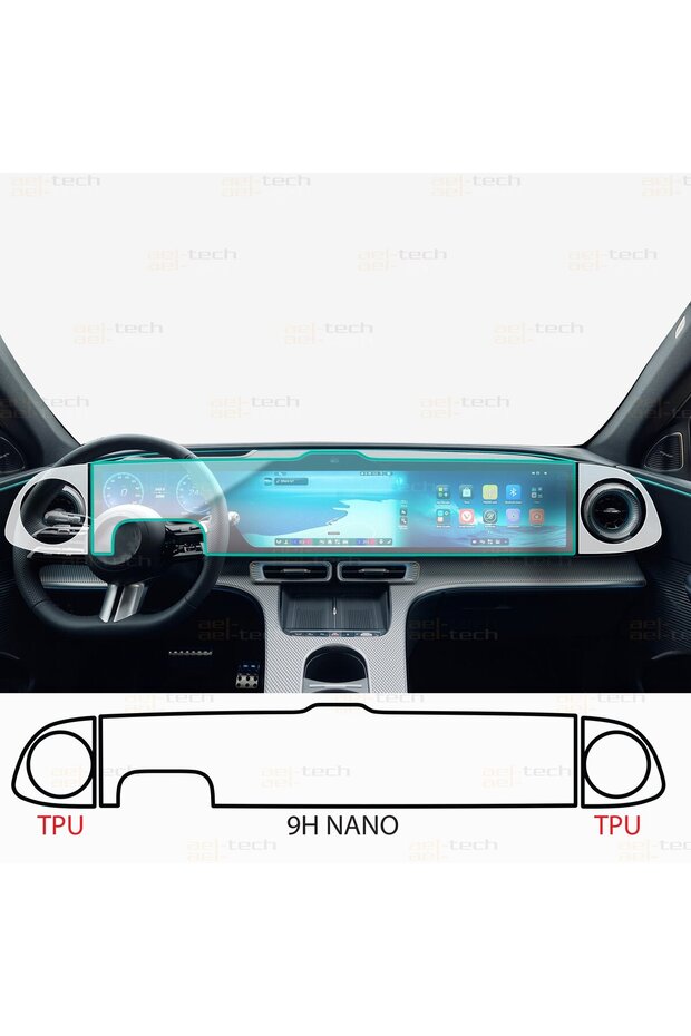 Mercedes Glc 200 Compatible Digital Instrument and Navigation 9H Nano Screen Protector Set of 3 2026-2027
