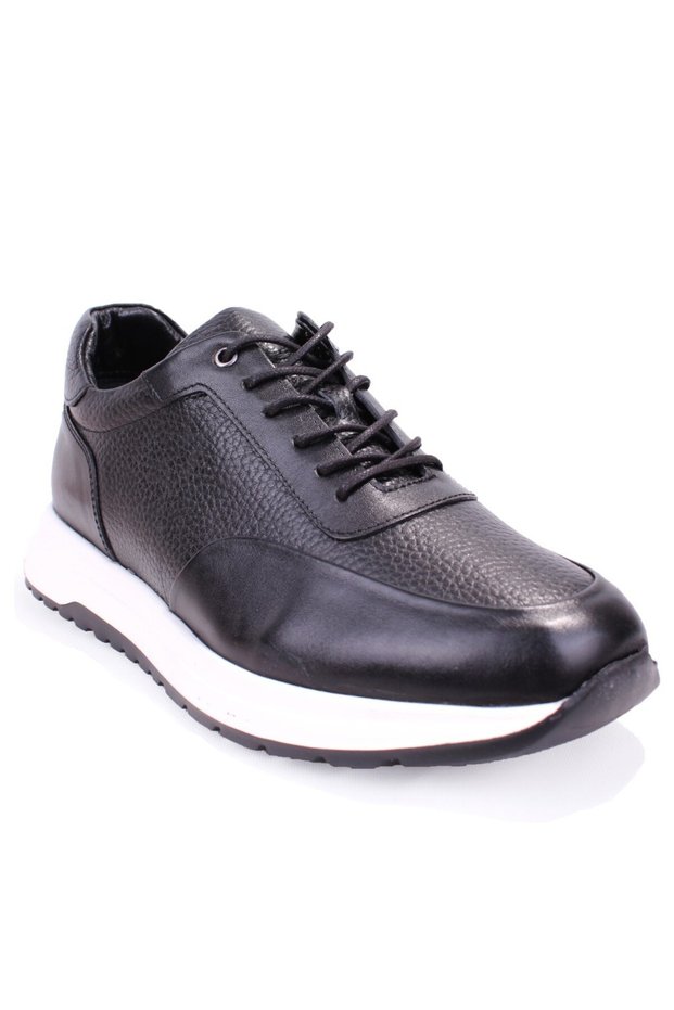 Dma08-1064 Black Orthopedic Daily Lace-Up Men's Leather Shoes