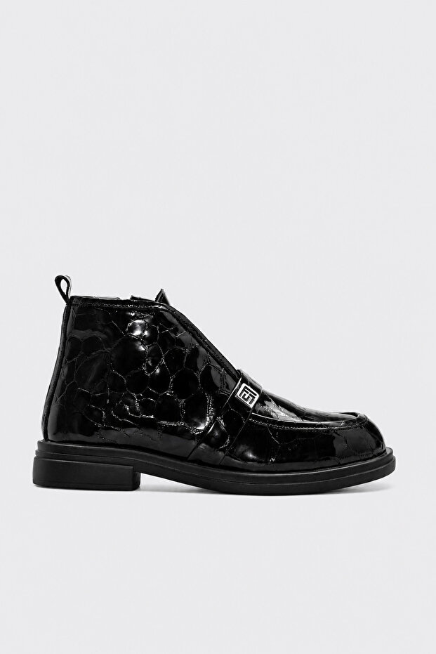 Genuine Leather Black Crocodile Patent Leather Women's Classic Boots 238Sza423