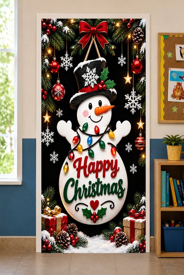 Elastic School Classroom Door Decorations, Happy Christmas, Fabric Door Decorations, Classroom Door, School Event Door Decorations