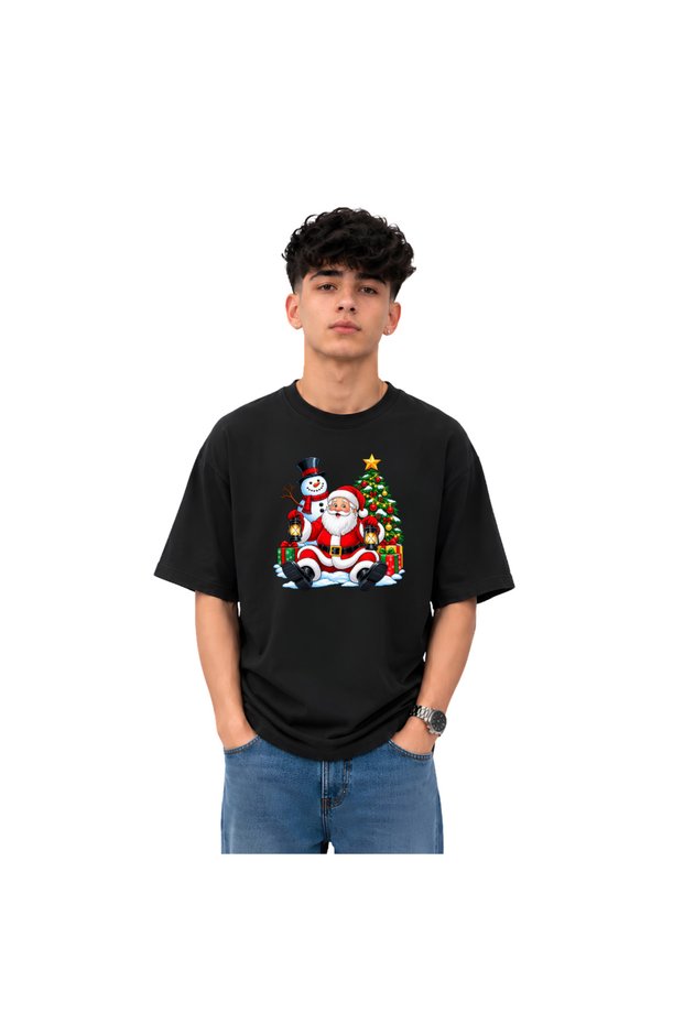 Men's Christmas T Shirt | Graphic Tee | Drop Shoulder | Oversized Loose Fit