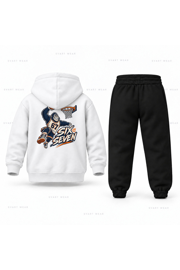 Six Seven 67 Goril Smac Printed Children's Hooded Tracksuit Set