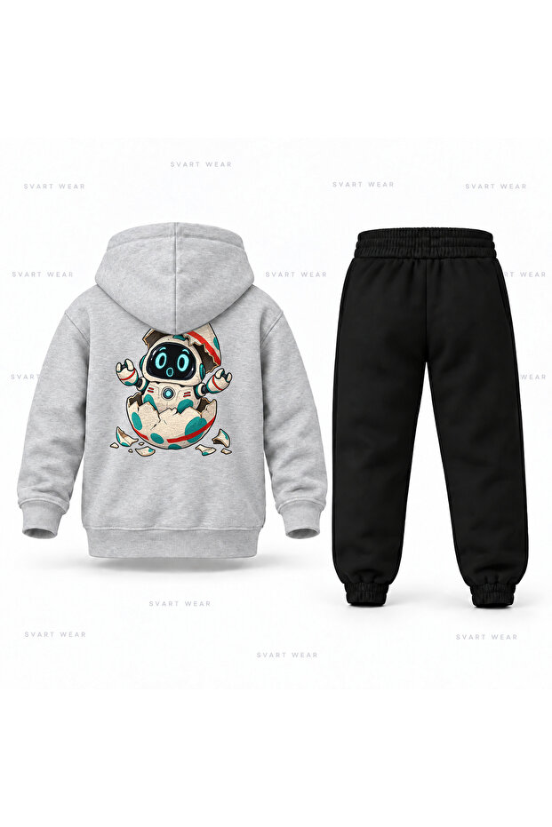 Six Seven 67 Chick Robot Printed Children's Hooded Tracksuit Set