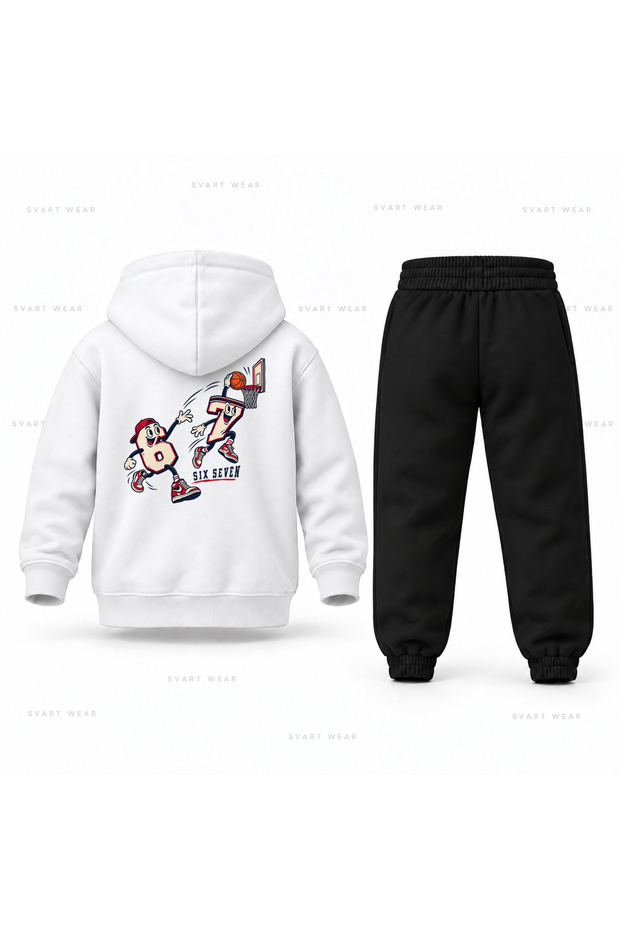 Six Seven 67 Slam Dunk Club Printed Children's Hooded Tracksuit Set