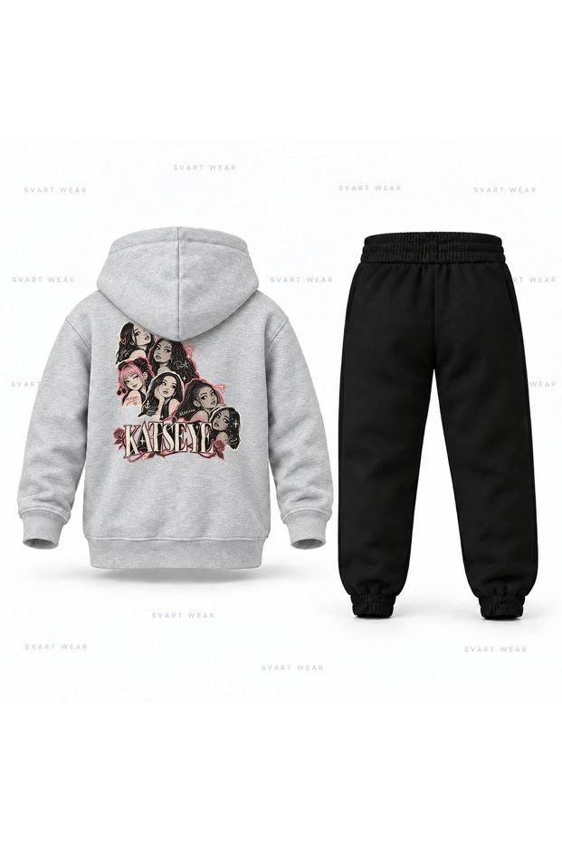 Katseye Portrait Ladder Printed Children's Hooded Tracksuit Set