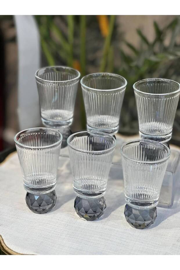 6-Piece Set of Colorful Crystal Footed Coffee Side Glasses - Stylish Presentation Glasses for Water and Soft Drinks