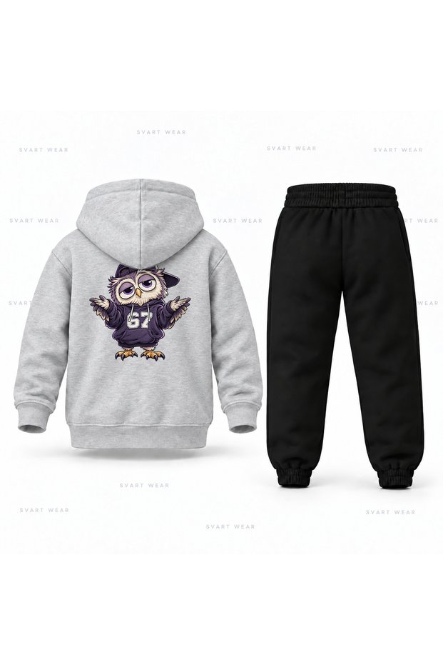 Six Seven 67 Baykus Night Game Printed Children's Hooded Tracksuit Set