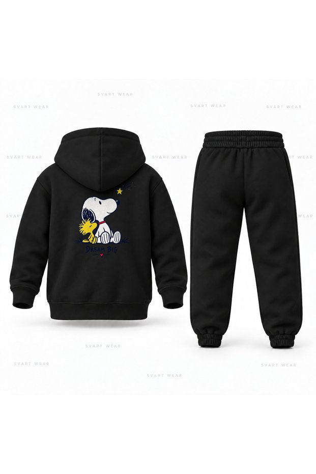 Snoopy Star Printed Children's Hooded Tracksuit Set