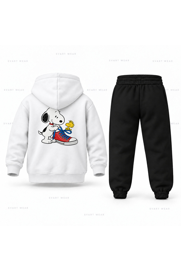 Snoopy Bagcik Printed Children's Hooded Tracksuit Set