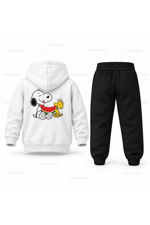 Snoopy Watermelon Molasi Printed Children's Hooded Tracksuit Set
