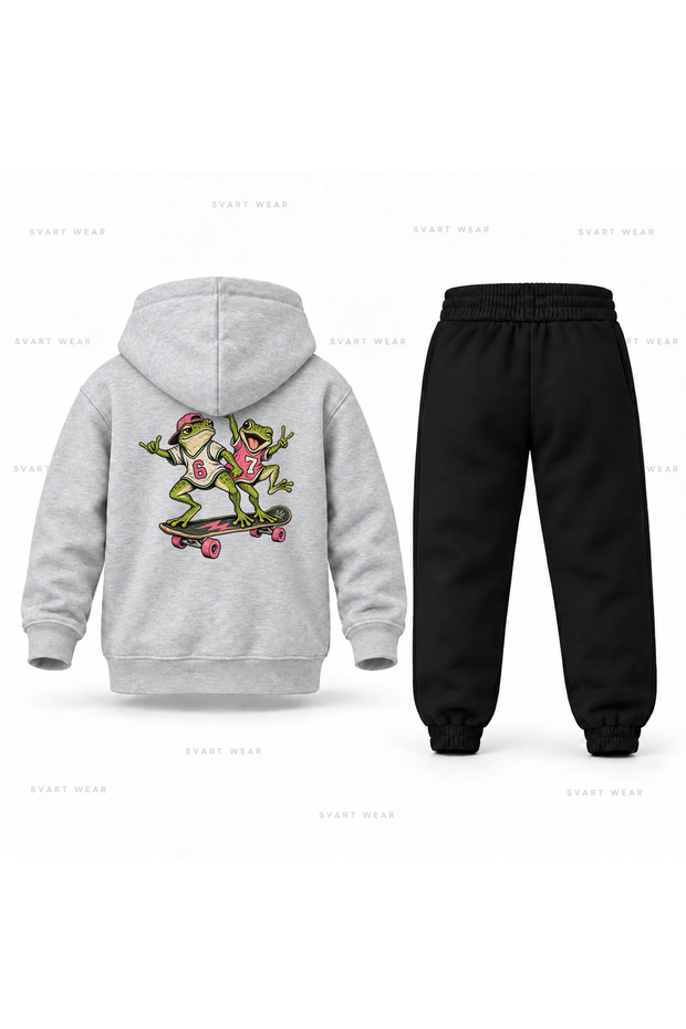 Six Seven 67 Frog Friends Printed Children's Hooded Tracksuit Set
