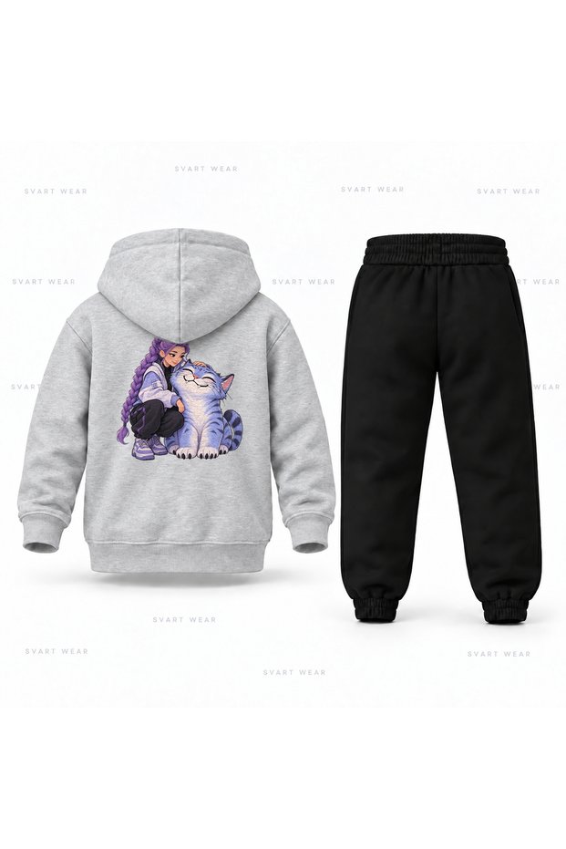 Kpop Demon Hunters Rumi Derpy Selam Printed Children's Hooded Tracksuit Set