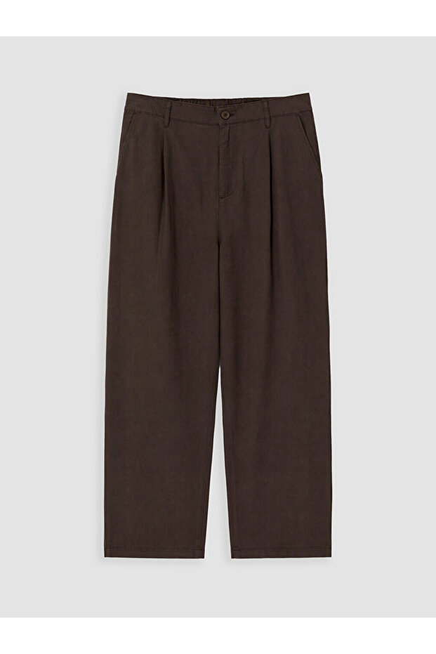 Özmarka New Season Brown Loose Fit Men's Pleated Trousers
