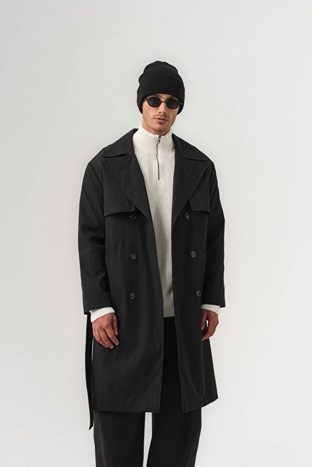 Trenchline Basic Double-Breasted Buttoned Trench Men's Coat