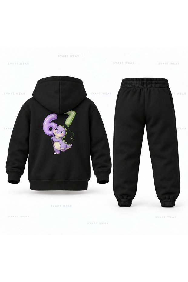 Six Seven 67 Dino Balloon Printed Children's Hooded Tracksuit Set