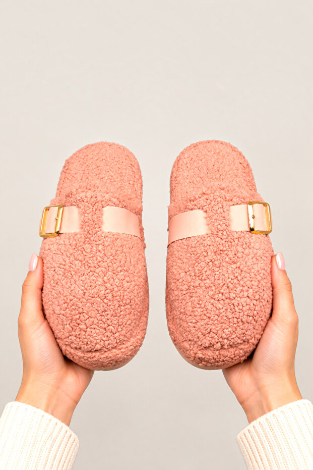 Women's Belted House Slippers. Plush Silent Sole Slippers