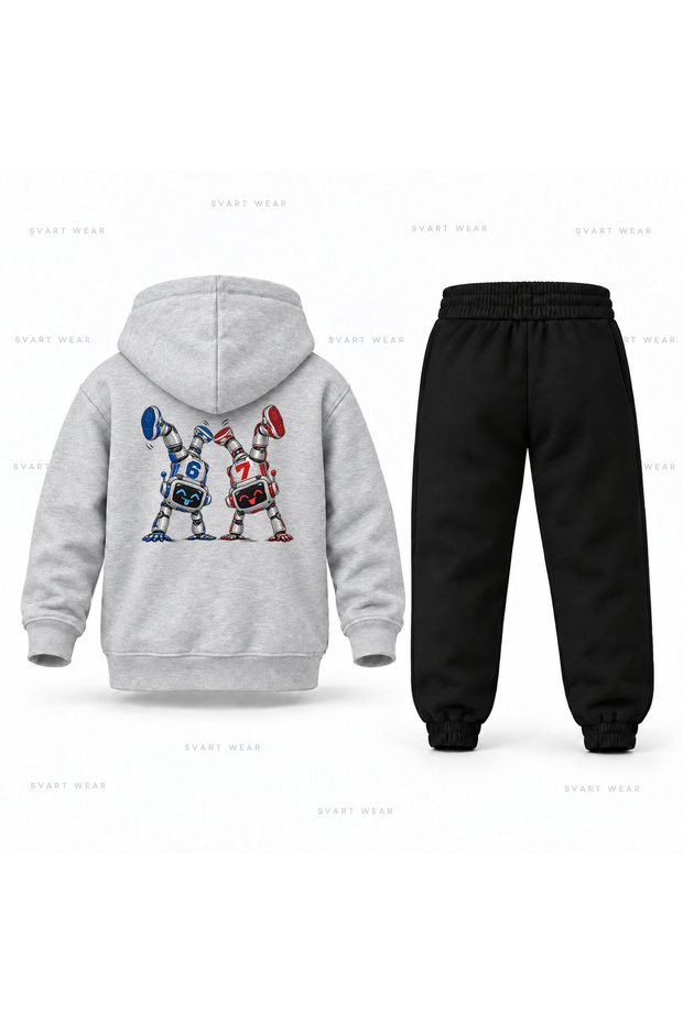 Six Seven 67 Robot Printed Children's Hooded Tracksuit Set