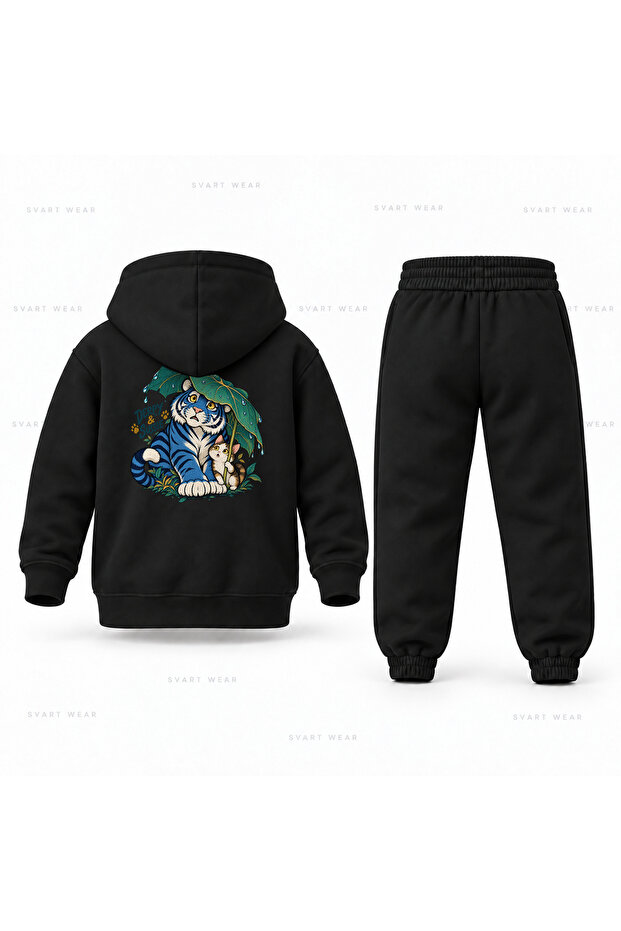 Kpop Demon Hunters Derpy Leaf Printed Children's Hooded Tracksuit Set
