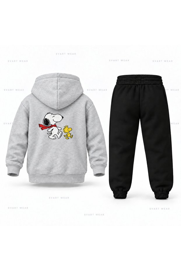 Snoopy Friendship Walk Printed Children's Hooded Tracksuit Set