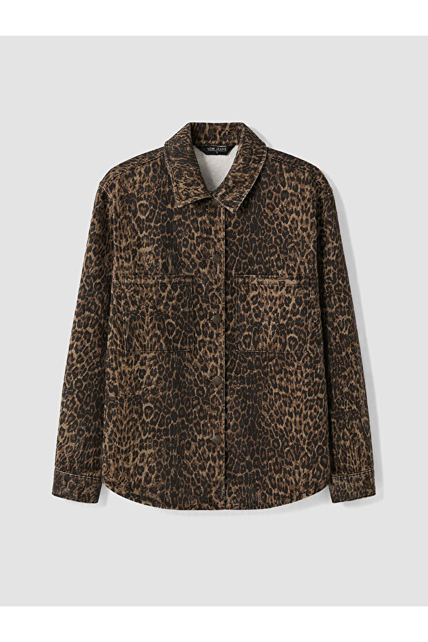 Two Mt Shop Quality Lcw Vision Brown Denim Leopard Oversize Women's Jean Jacket