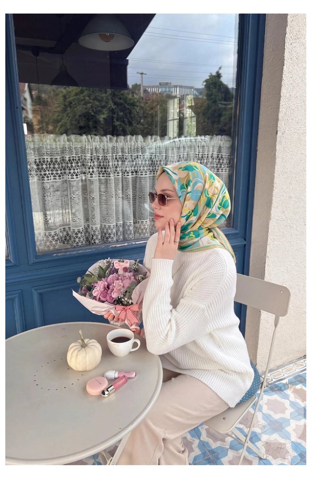 Soft Scarf Painterly Floral Green