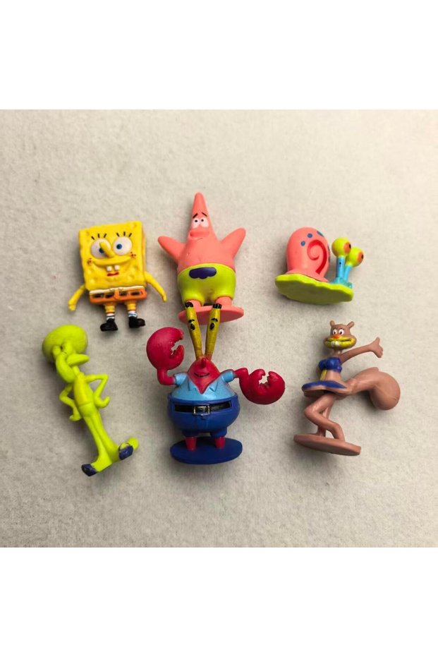 6pcs Spongebob Anime Figure Patrick Star Octopus Brother Handmade Model Cartoon Toys for Ornaments 6