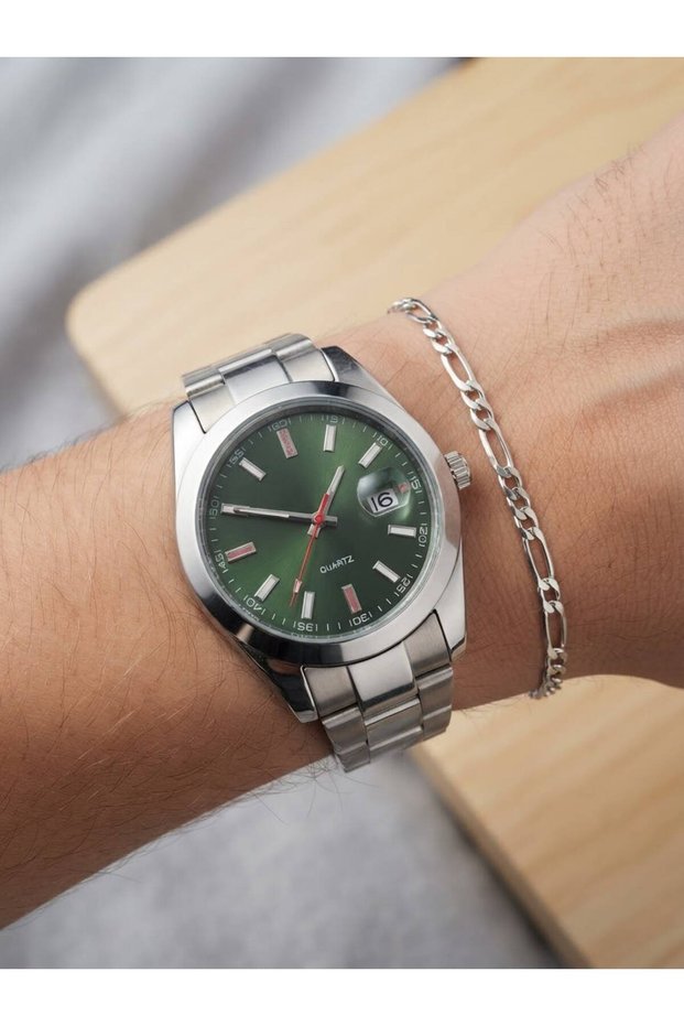 Men's Calendar Wristwatch Bracelet Gift Steel Band Colorful Dial Quartz Watch Frn46