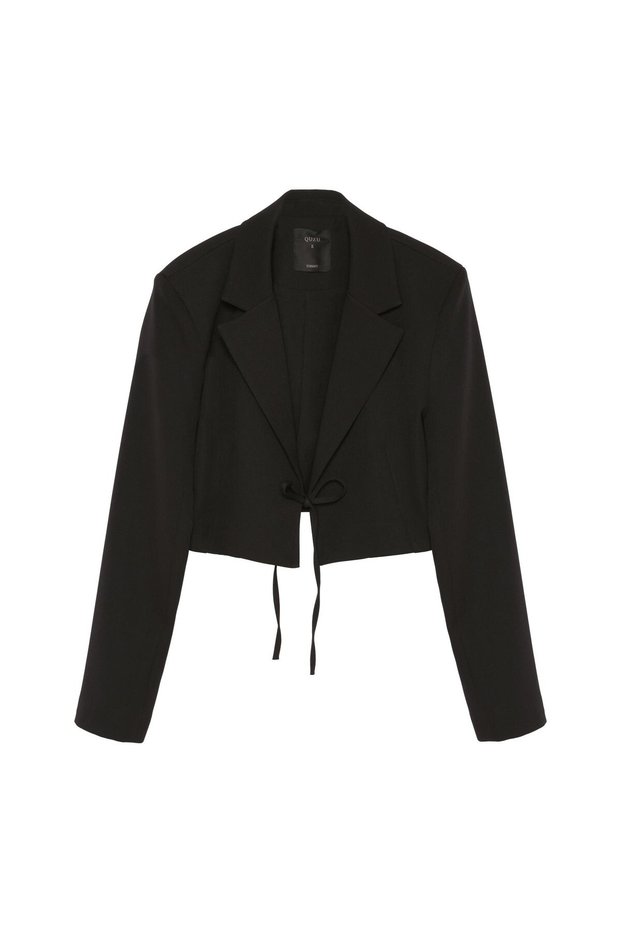 Tie-Front Crop Jacket Black