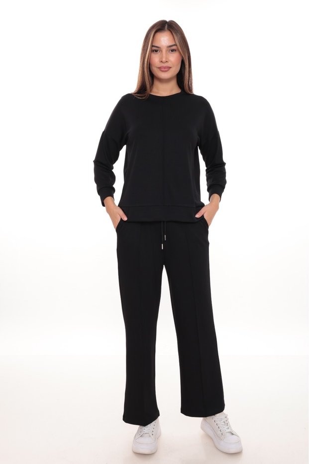 Women's Crew Neck Sweatshirt Pants 2-Piece Tracksuit Set