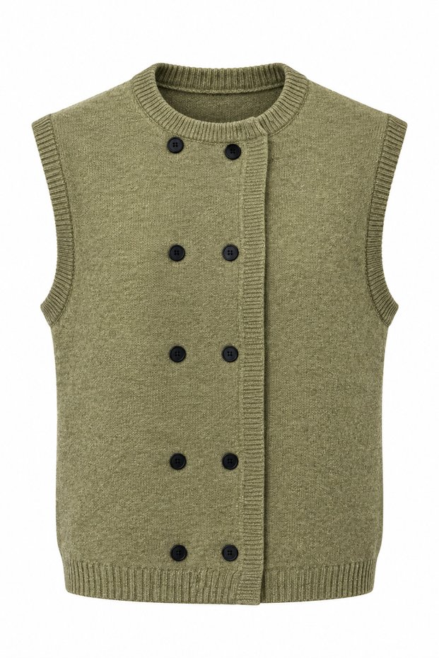 Light Khaki Double Breasted Sweater