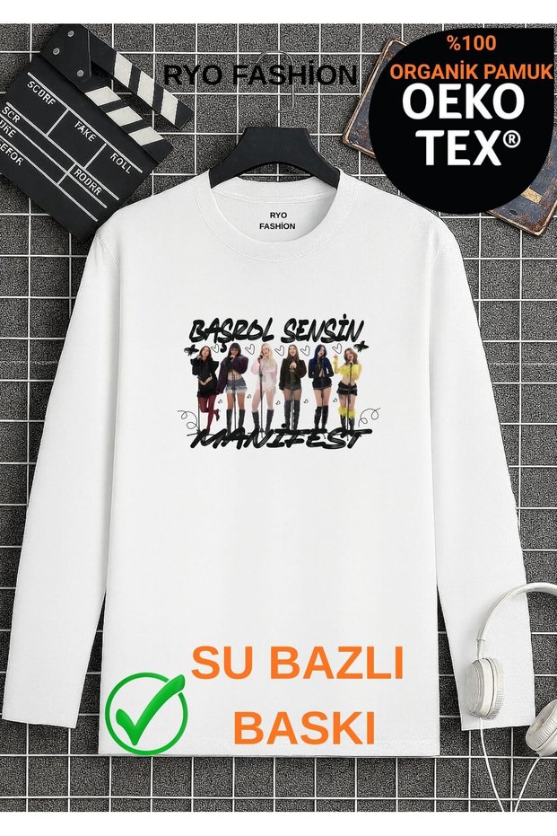 Manifest You Are the Main Character Zoktay Mina Esin Hilal Sueda Lidya Designed Long Sleeve T-Shirt 100% Organic Cotton White