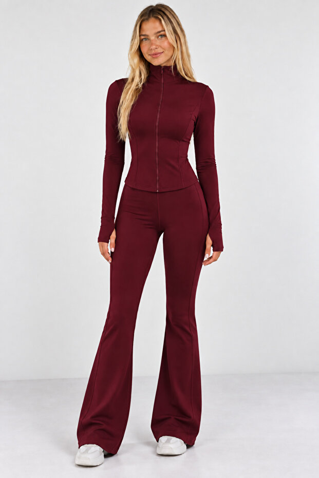 2-Piece Sports Tracksuit Set Flexible Lycra Slim Fit Long Sleeve