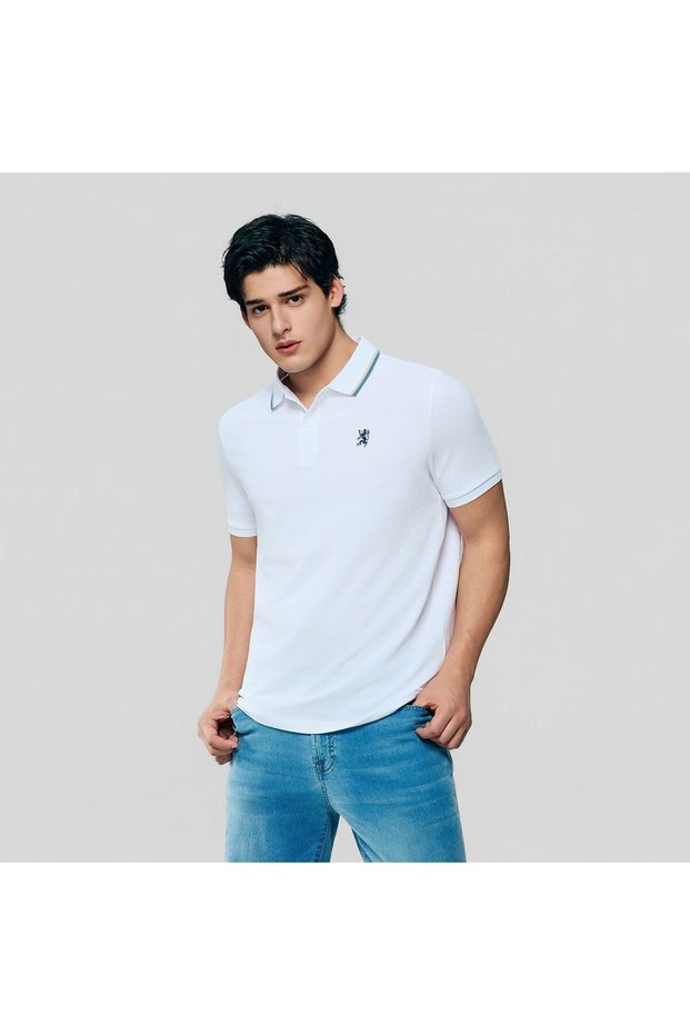 Men's Pique Embroidered Slim Polo