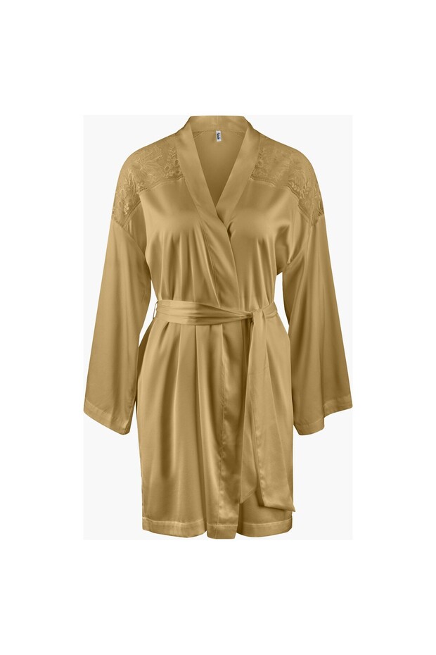 Midnight Whisper Kimono Elegant with Silk and Lace Detailing