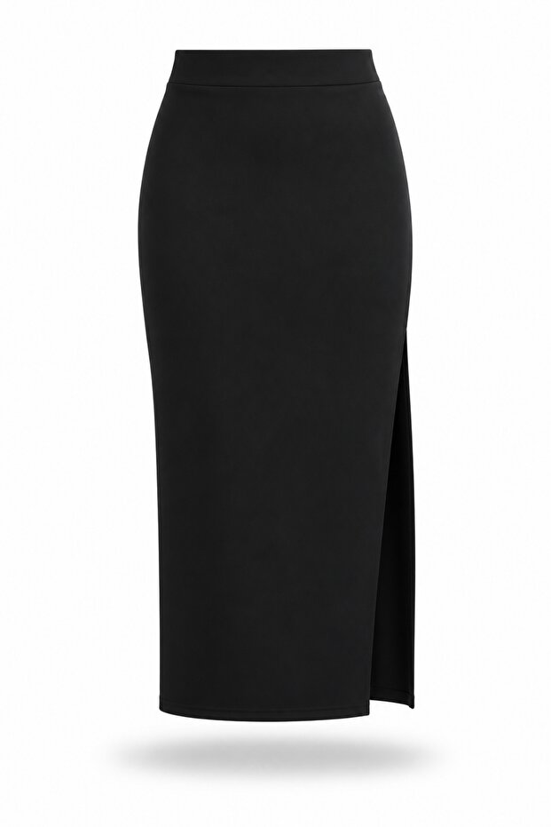 Black Slit Pencil Skirt 4861