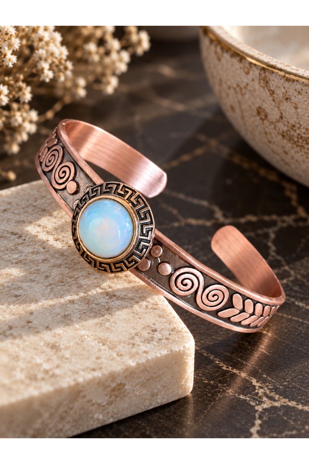 Pure copper bracelet natural stone handmade copper bracelet, opal stone bracelet