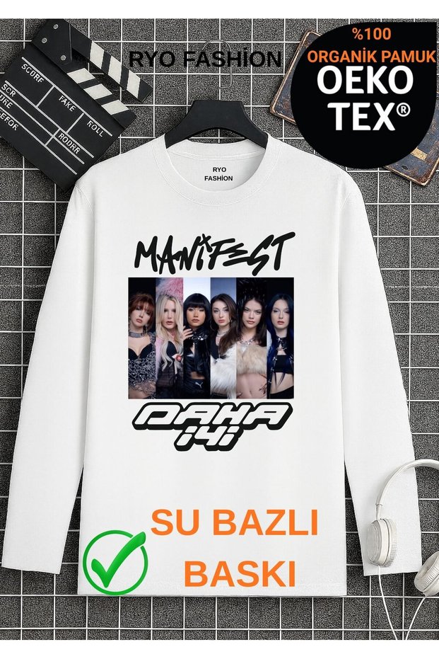 Manifest Better Zoktay Mina Esin Hilal Sueda Lidya Design Long Sleeve T-Shirt 100% Organic Cotton White