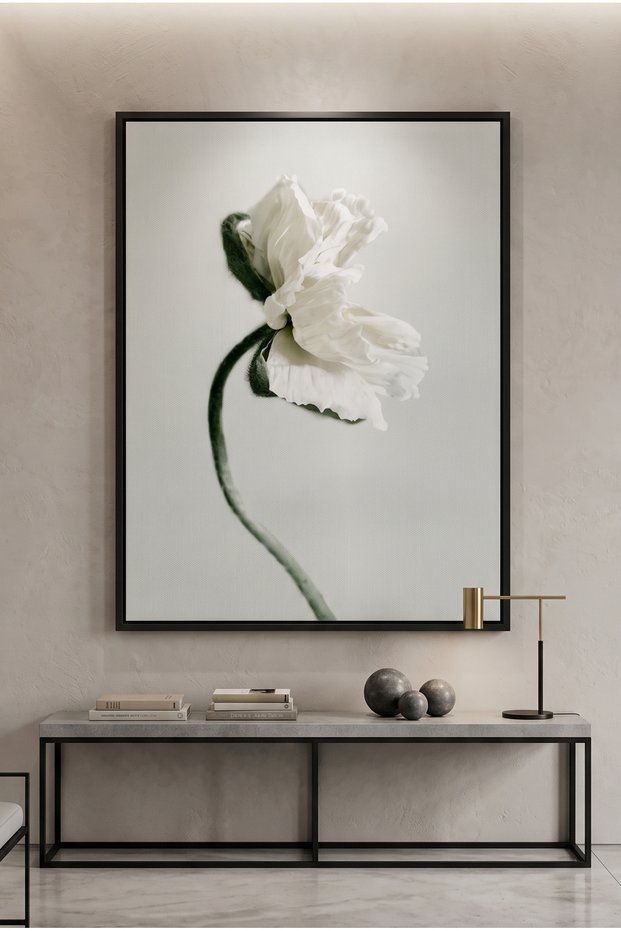Poppy Flower Nature Wall Art | Portrait Framed Canvas Print | Luxury Modern Botanical Decor for Living Room