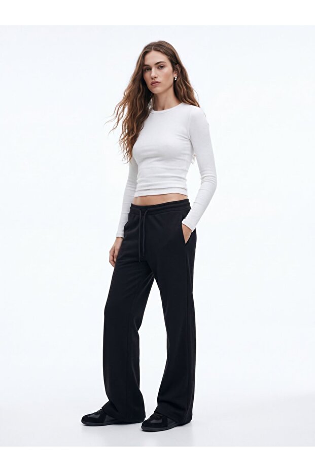 Regular Fit Belted Black Trousers